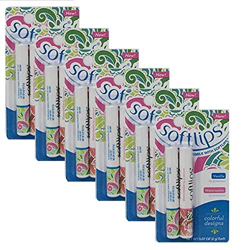 Softlips Vanilla & Watermelon Lip Balm Combo Pack Spf 20 - Moisturizing 6 Pack