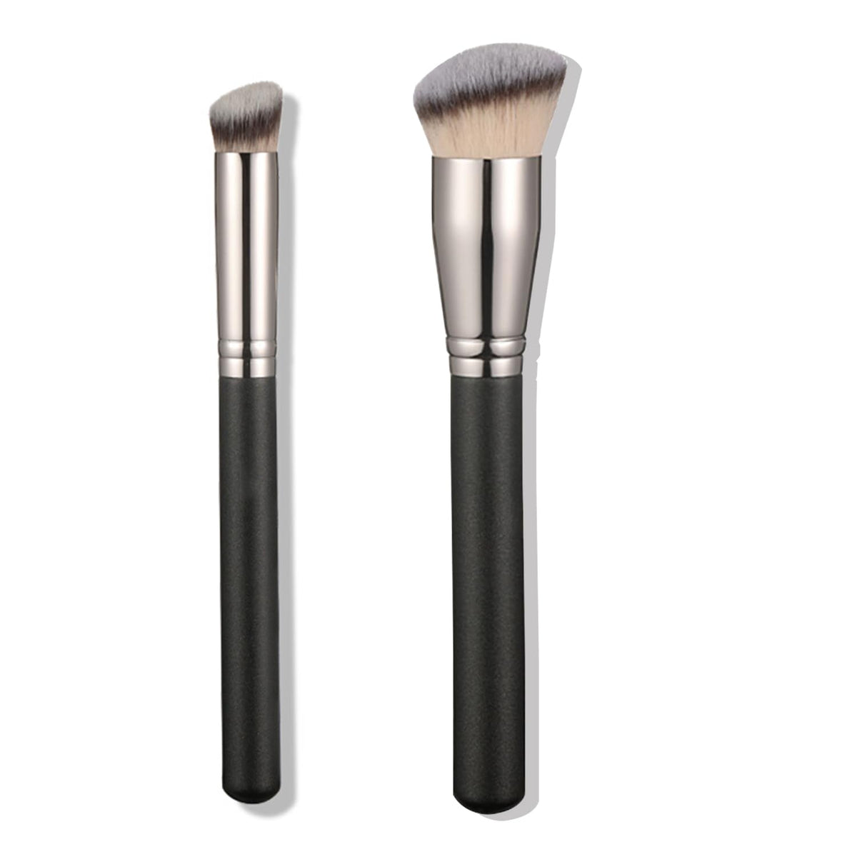 Elesda Angled Foundation & Concealer Brush Set For Liquid Makeup - Black-Angled