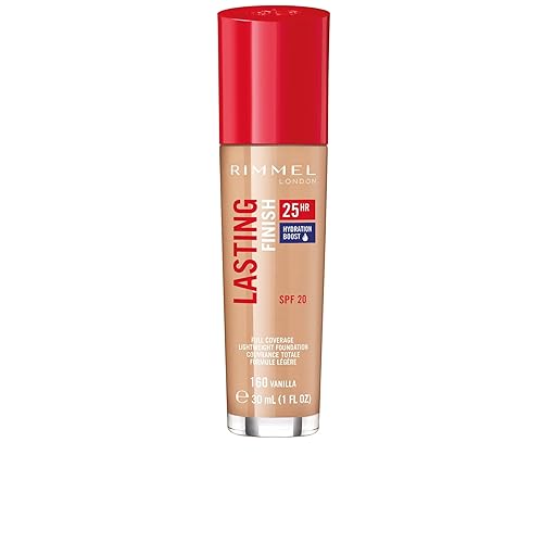 Rimmel London Lasting Finish 25Hr Foundation, 160 Vanilla, Full Coverage, Waterproof, 1Oz