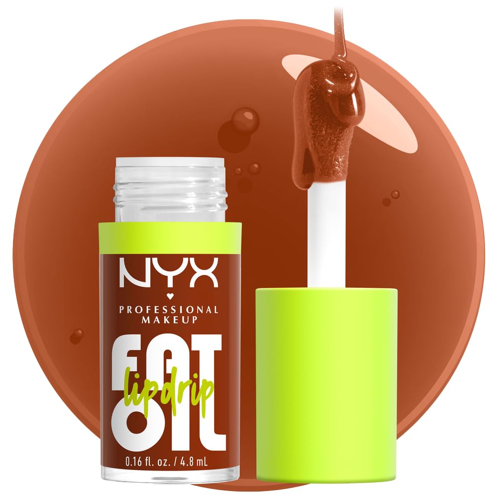 Nyx Professional Makeup Fat Oil Lip Drip - Moisturizing Vegan Tinted Gloss, Deep Caramel 0.16 Fl