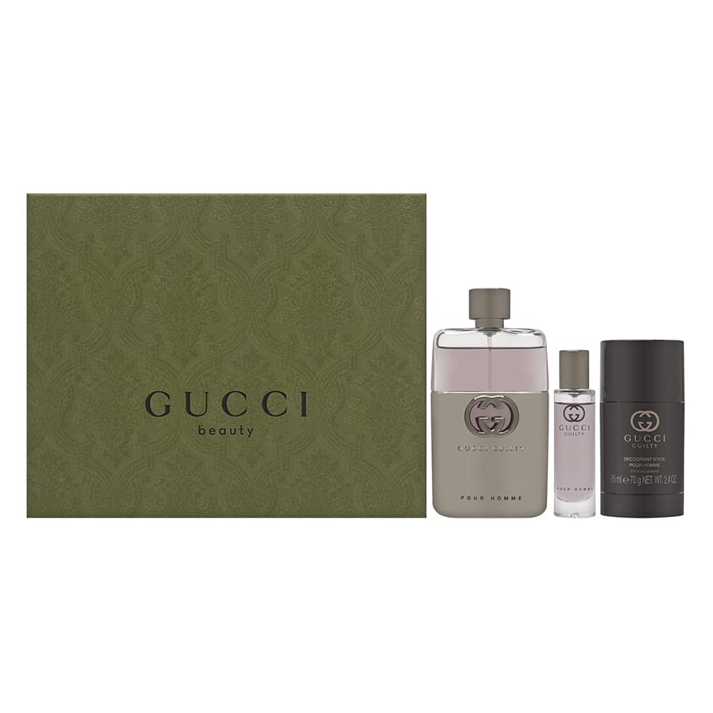 Gucci Guilty Men'S Gift Set - 3 Piece Eau De Toilette Spray, Deodorant Stick & Travel Spray