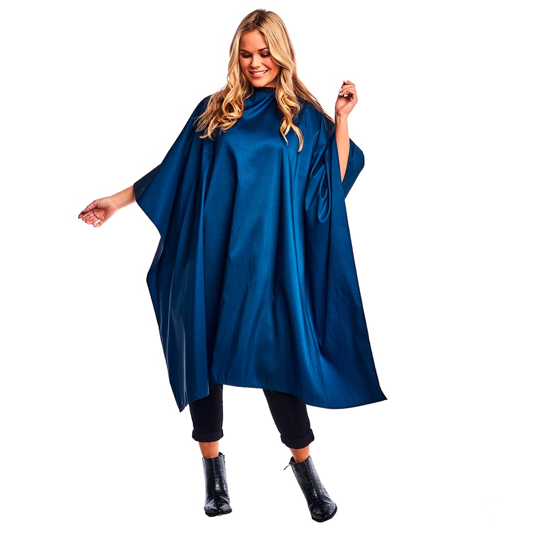 Betty Dain Navy Crinkle Nylon Hair Cutting Cape - Water Resistant, Machine Washable, 54X60 Inches