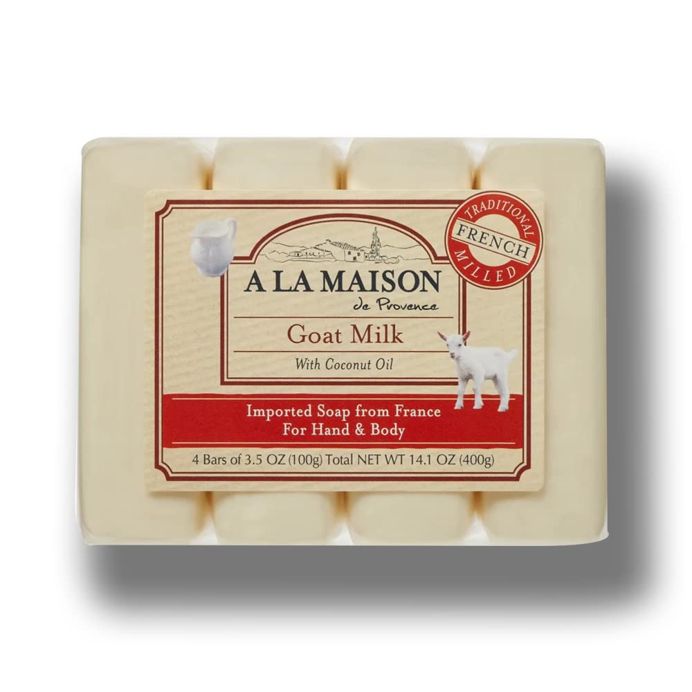 A La Maison Unscented Goat Milk Soap Bar - Triple Milled Moisturizing Hand Soap (4 X 3.5 Oz