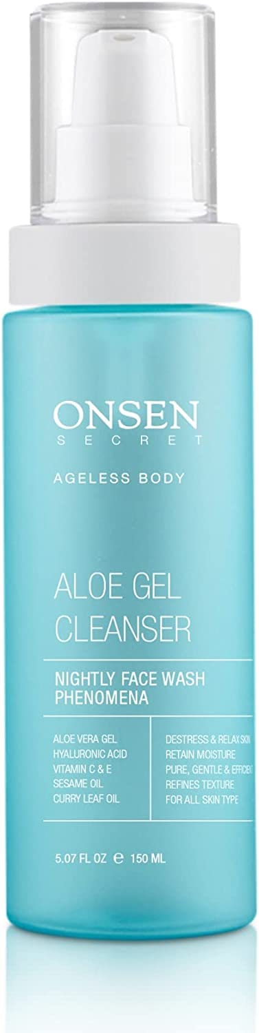 Onsen Secret Aloe Vera Face Wash - Nightly Gel Cleanser, Makeup Remover, 150Ml, Hydrating