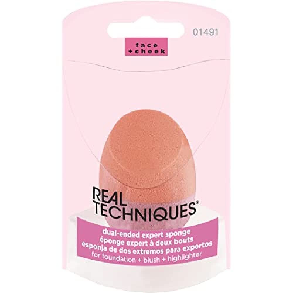 Real Techniques Dual-Ended Expert Makeup Sponge For Liquid & Powder Foundation, Latex-Free