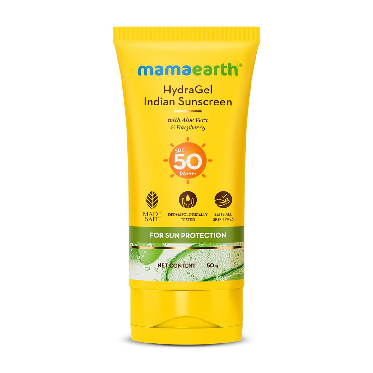 Mamaearth Hydragel Sunscreen Spf 50 Pa++++ With Aloe Vera & Raspberry - 1.69 Fl Oz