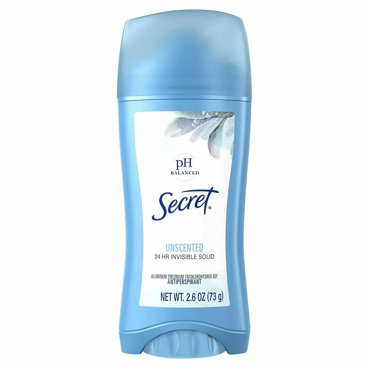 Secret Unscented Invisible Solid Antiperspirant Deodorant, 2.6 Oz, Blue