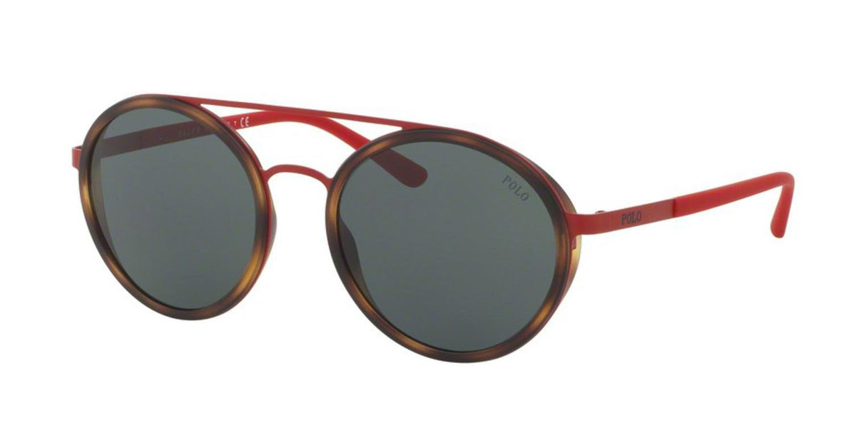 Polo Ralph Lauren Ph3103 Sunglasses - Semishiny Red Frame, Green Lenses