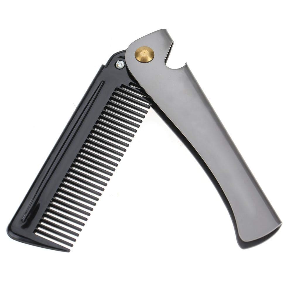 ZJchao Folding Pocket Moustache Shaping Comb - Metal Travel Grooming Tool