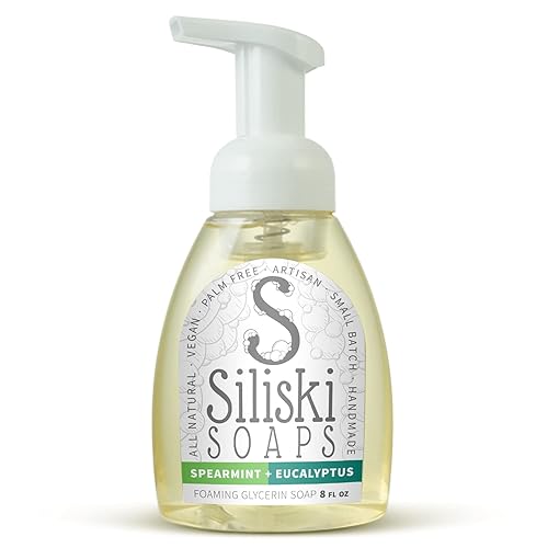 Siliski Foaming Glycerin Soap, All Natural Vegan, Spearmint + Eucalyptus, 8 Fl Oz