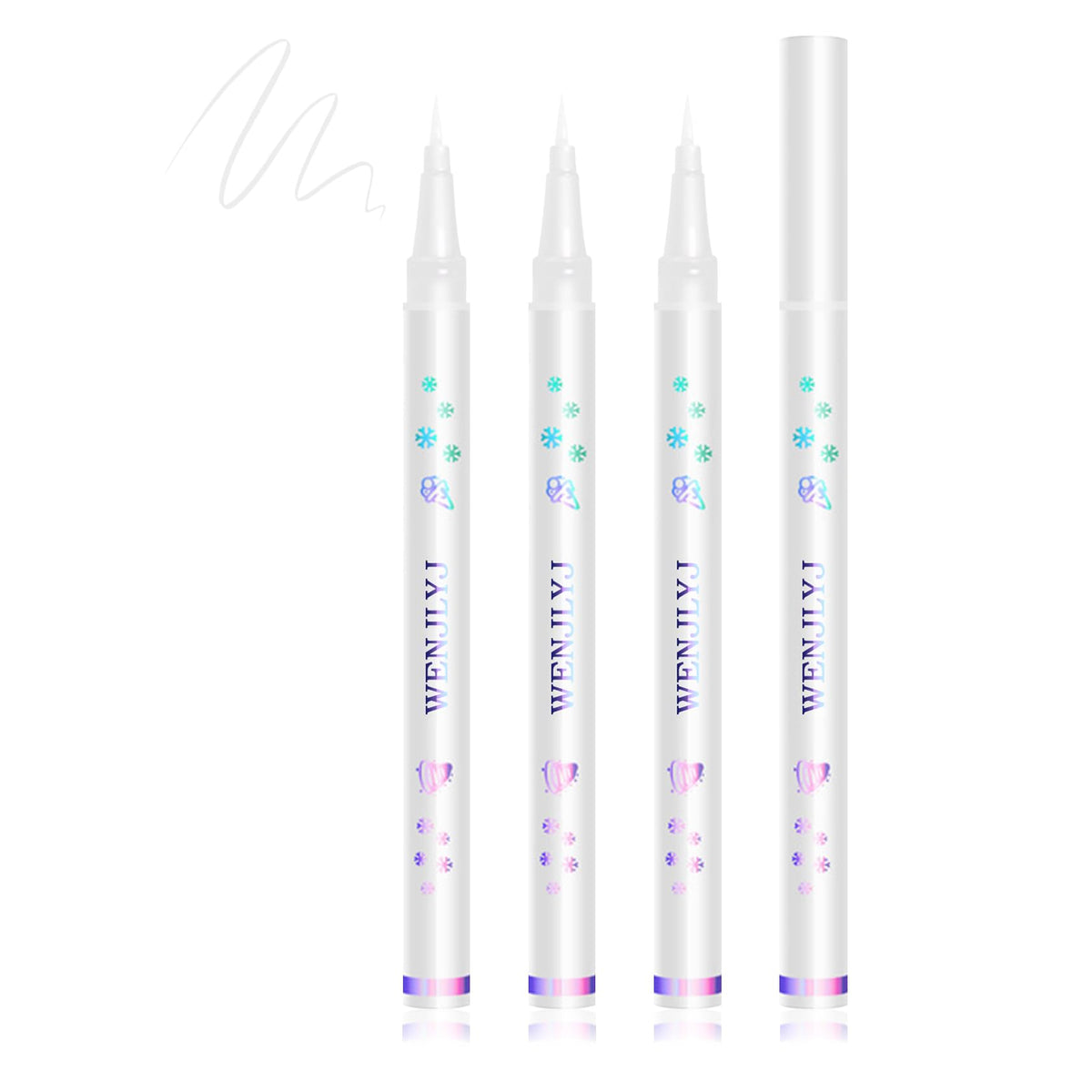 Wenjlyj Waterproof White Eyeliner Pencils - 3 Pack Highly Pigmented Makeup Set For Women