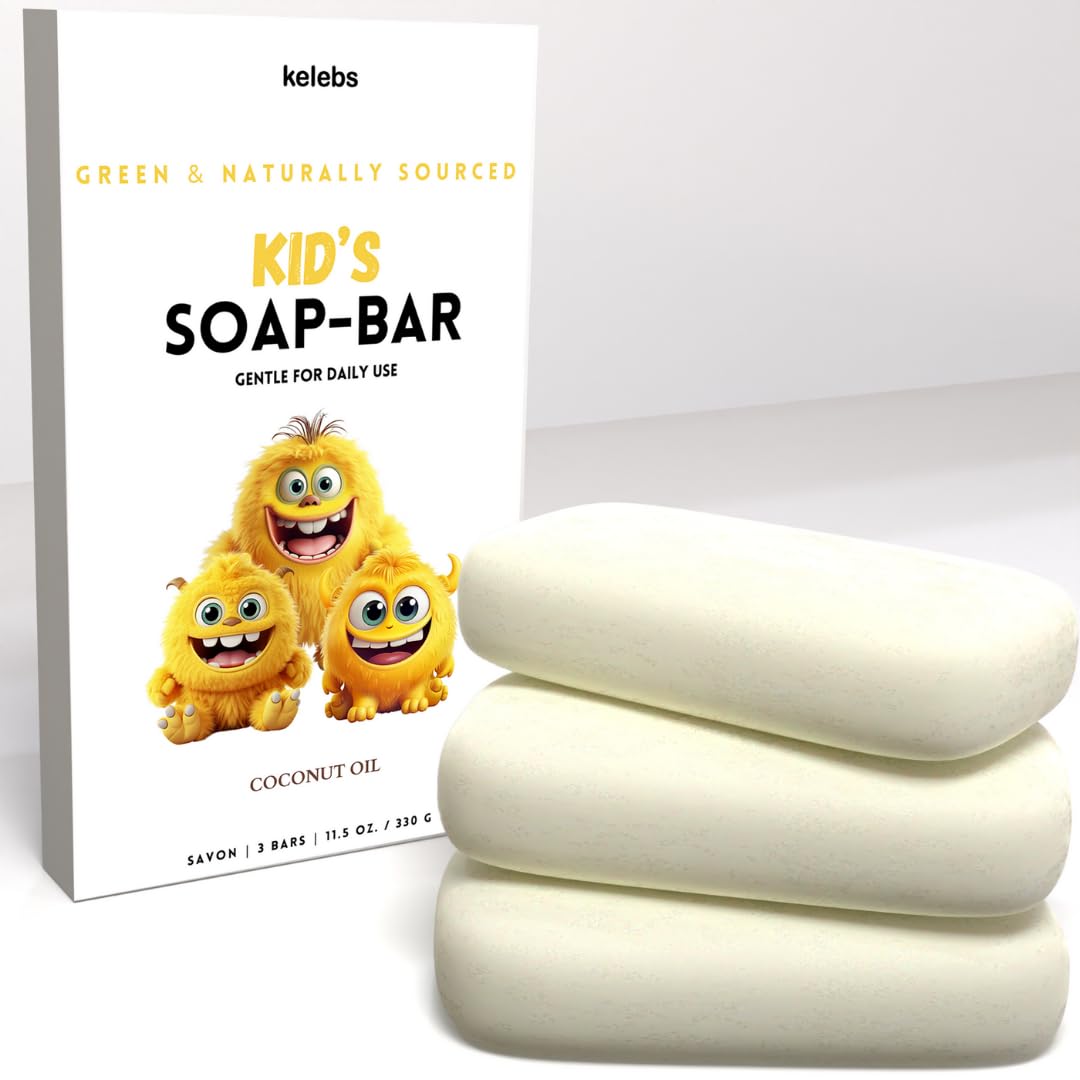 Kelebs Lather Kids Soap Bar - Hypoallergenic Body Wash For Sensitive Skin, 3-Bar Pack