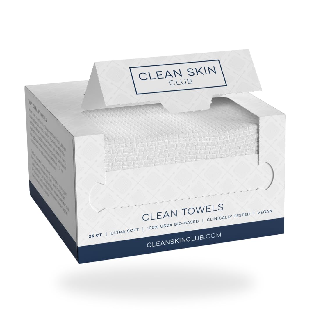 Clean Skin Club Biodegradable Face Towels | 25 Count Disposable Makeup Remover Wipes