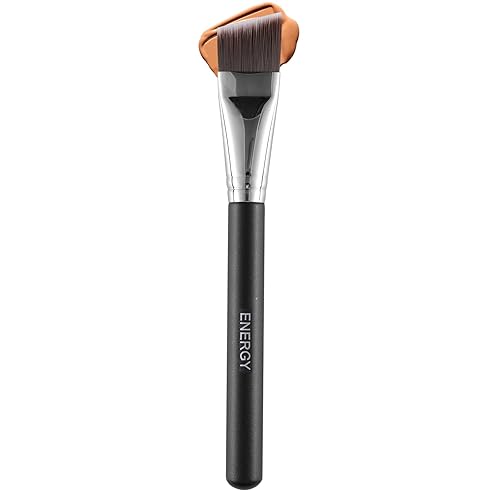 ENERGY Angled Flat Foundation Brush - Vegan Synthetic Bristles for Liquid Makeup & Concealer