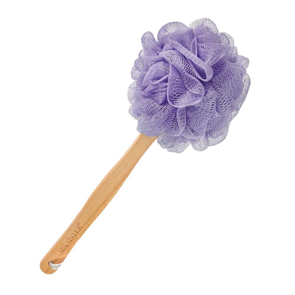 Spa Sister Blue Bath Accessories Net Sponge With Beech Wood Stick, 1 Count