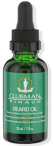 Clubman Pinaud Beard Oil - Balanced Moisture For Facial Hair & Skin, 1 Fl Oz