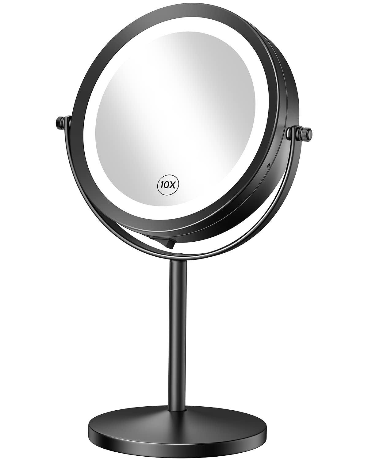 Gospire 7&quot; Lighted Makeup Mirror, 1X/10X Magnifying Led, Portable Cosmetic Shaving Mirror, Black