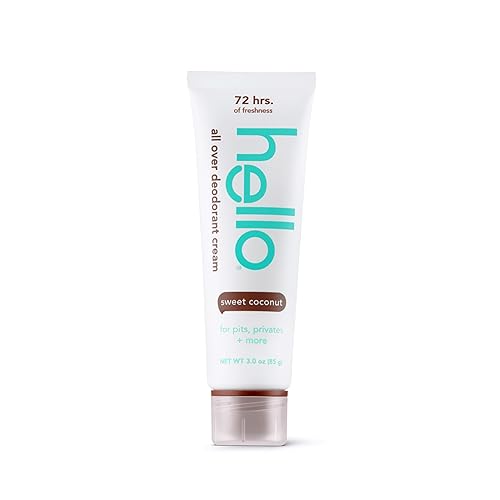 Hello All Over Coconut Deodorant Cream, Aluminum Free, 72-Hour Freshness, Vegan, 3 Oz