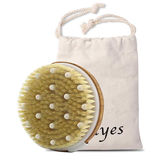 Ithyes Dry Body Brush - Gentle Exfoliating Massage Scrub With 100% Natural Boar Bristles