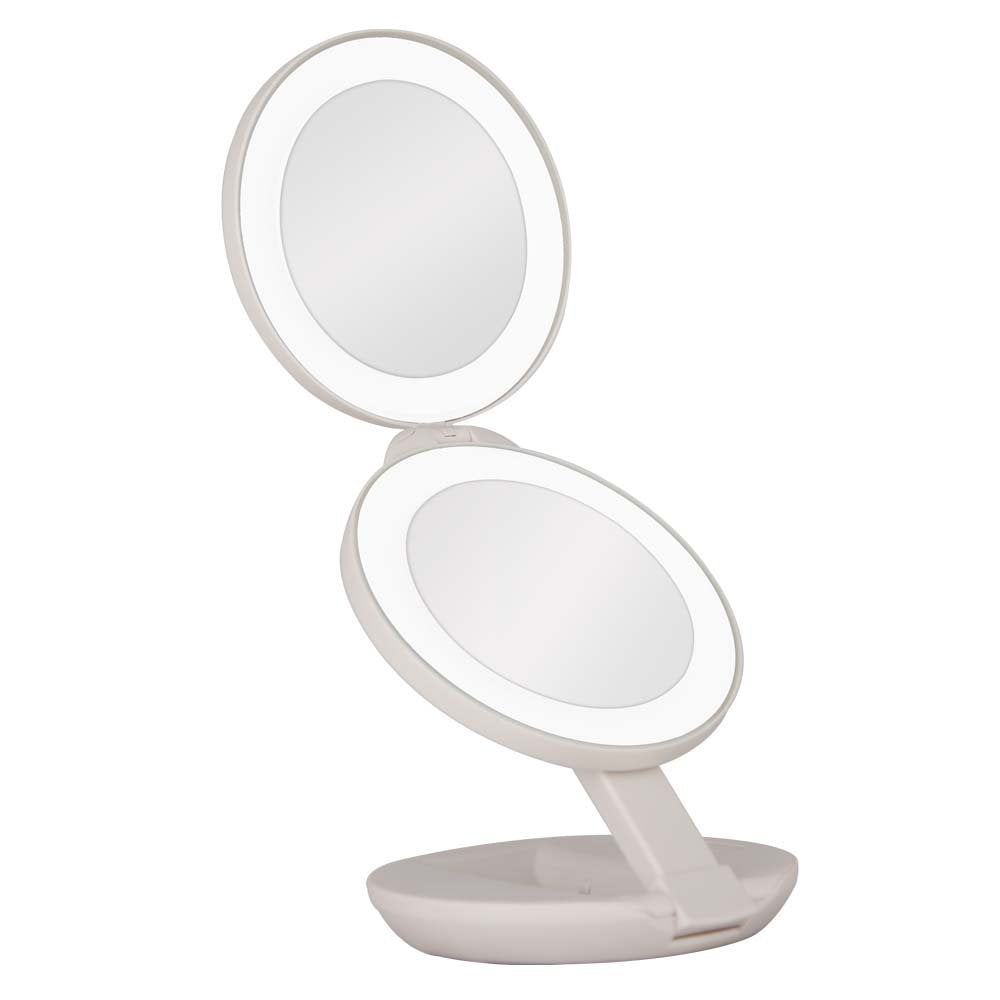 Zadro 4.5&quot; Led Compact Travel Mirror - 10X/1X Magnification, White, Battery Operated