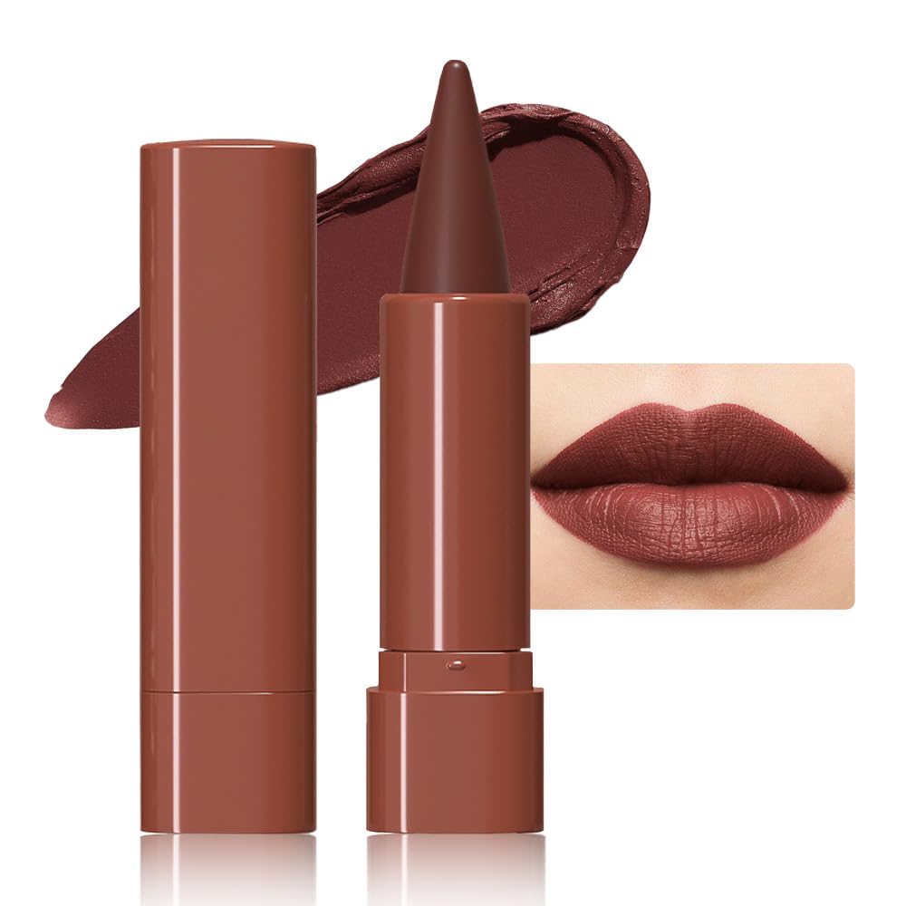 Cakaila Matte Lipstick & Lip Liner Set, Waterproof Velvet Stain, Long Lasting, Brown Red