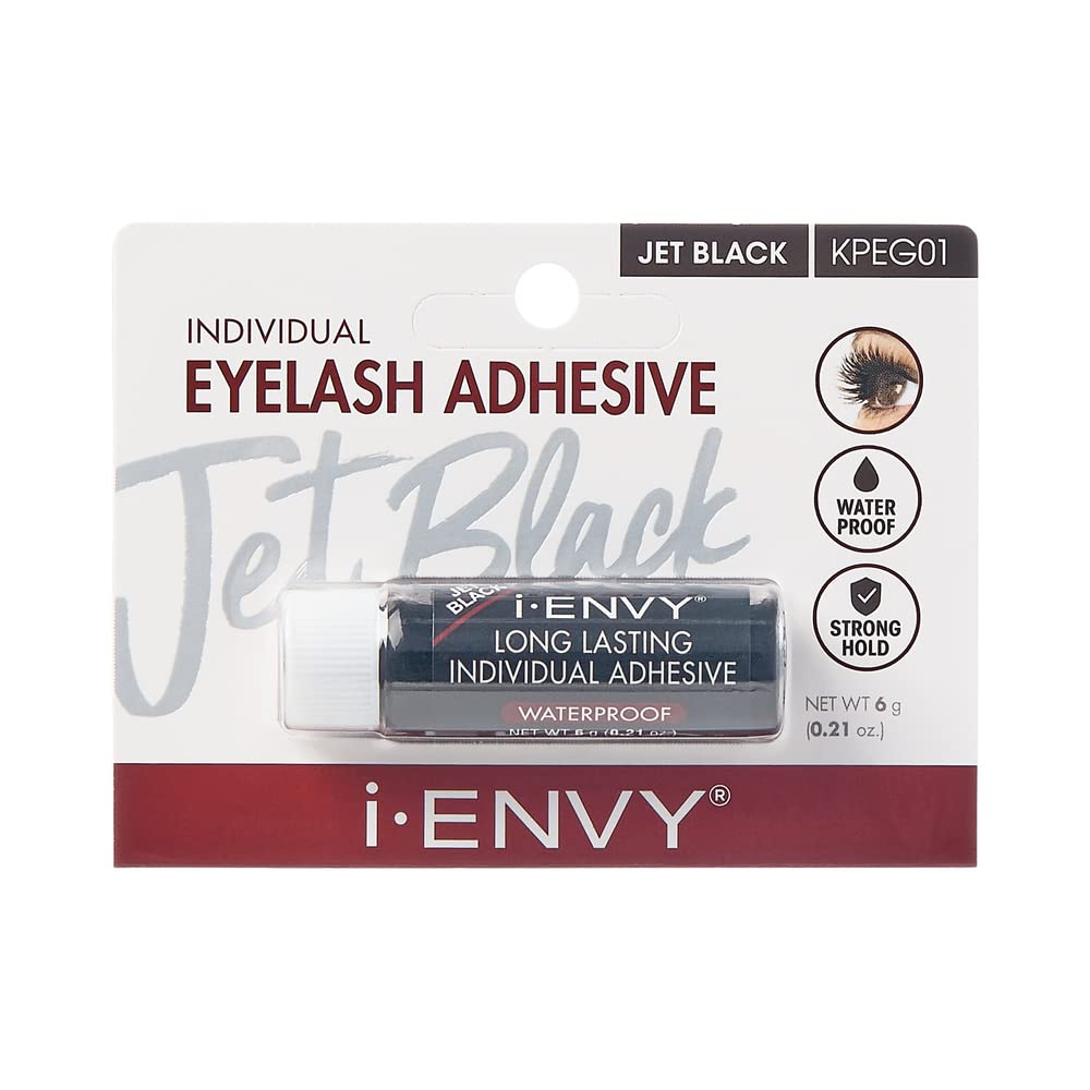 Kiss Ienvy Jet Black Semi-Permanent Lash Glue - Strong Hold, Waterproof, Latex Free, Easy Use