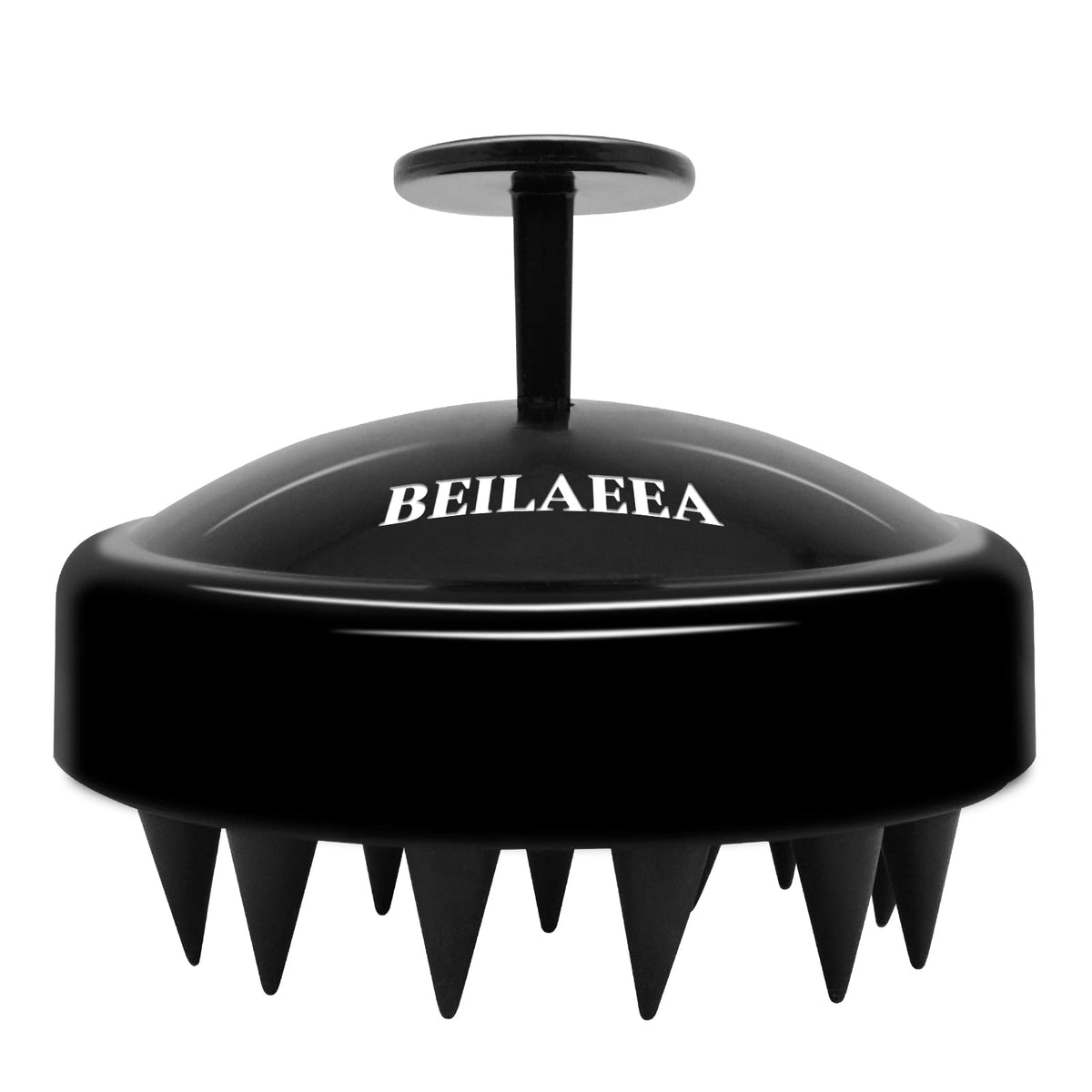 Beilaeea Black Shampoo Brush & Scalp Massager - Rubber Hair Scrubber For Scalp Care