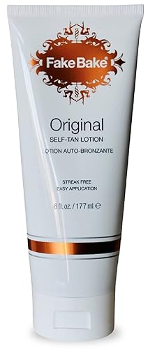 Fake Bake Self-Tanning Lotion 6 Oz - Streak Free Natural Glow For All Skin Tones, Includes Gloves