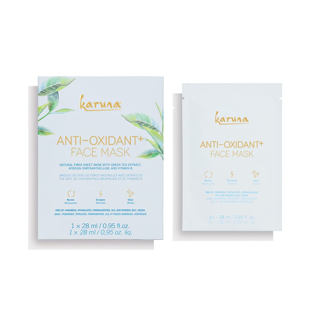 Karuna Anti-Oxidant+ Sheet Masks - Hydrating Green Tea & Licorice - 1-Pack For Revitalized Skin