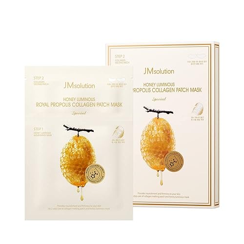 Jmsolution Honey Royal Propolis Collagen Mask Sheets - Premium Korean Skincare, 10 Count