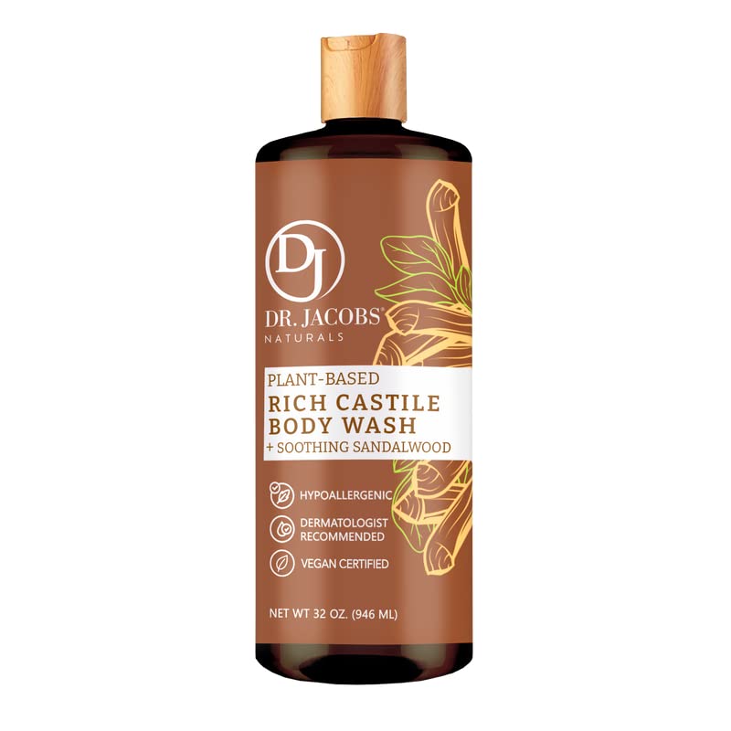 Dr Jacobs Naturals Castile Body Wash 32 Fl Oz - Sulfate-Free, Paraben-Free, Cruelty-Free