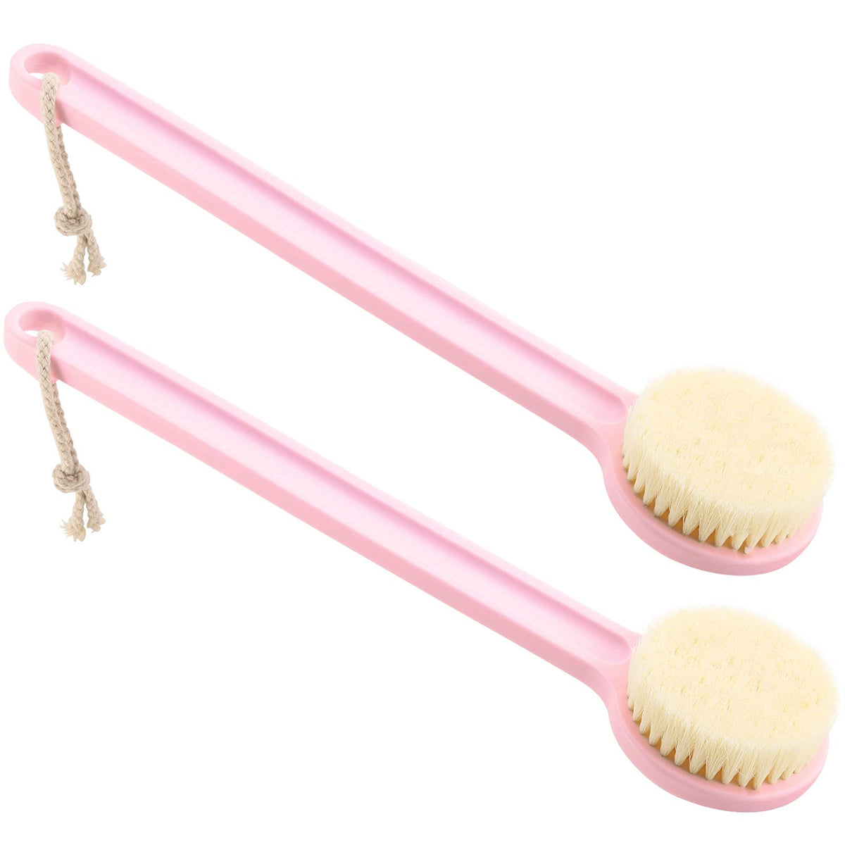 Acdesign 2Pcs Pink Back Scrubber Brush - 14In Nylon/Silicone Body Brush For Shower & Dry Use