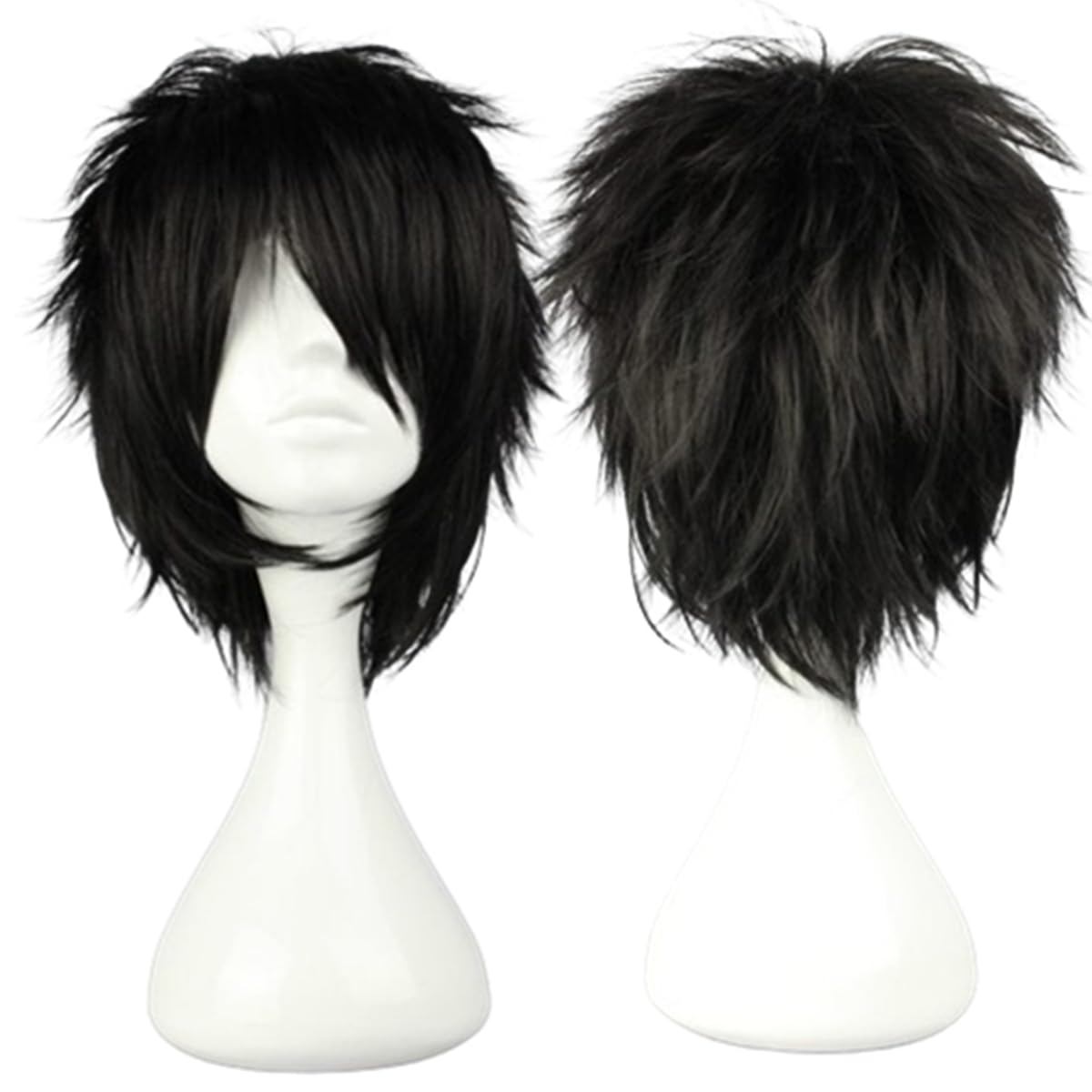 COSPLAZA Silver Short Spiky Fluffy Wig - Heat Resistant Synthetic Hair for Men & Women