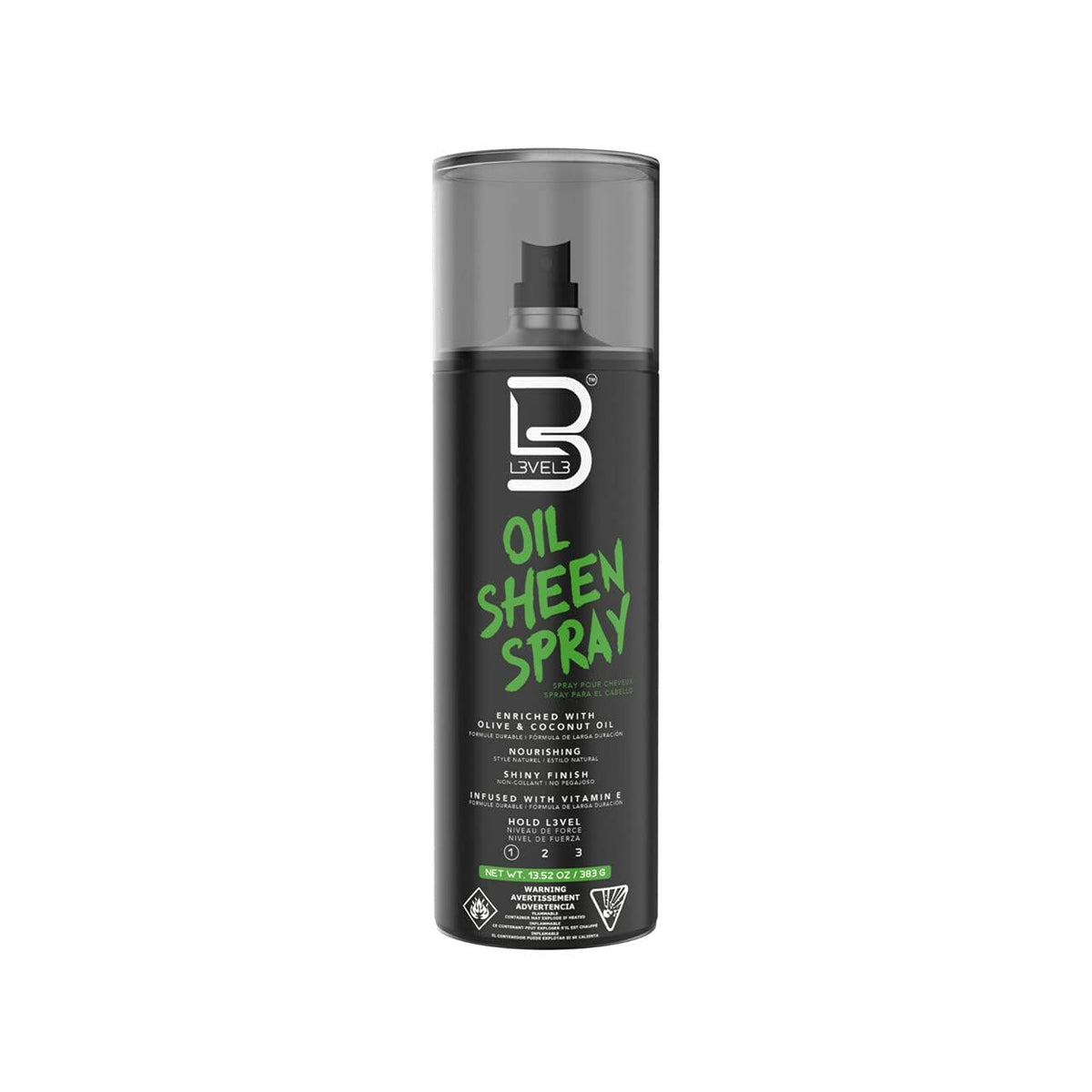 L3 Level 3 Oil Sheen Spray - Shine & Moisture with Vitamin E, Olive & Coconut Oil, 6.76 Fl