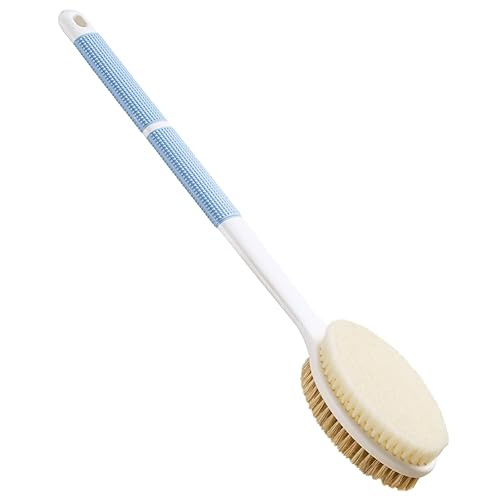 Wonsagain Back Scrubber - Anti-Slip Long Handle, Dual-Sided Exfoliating Brush, Blue, 17.1 Inch