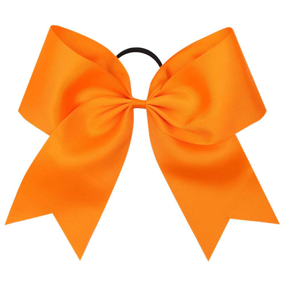 OAOLEER 8&quot; Jumbo Cheer Bow for Ponytail, Elastic Band, Handmade, Orange, 1PCS Hair Accessory