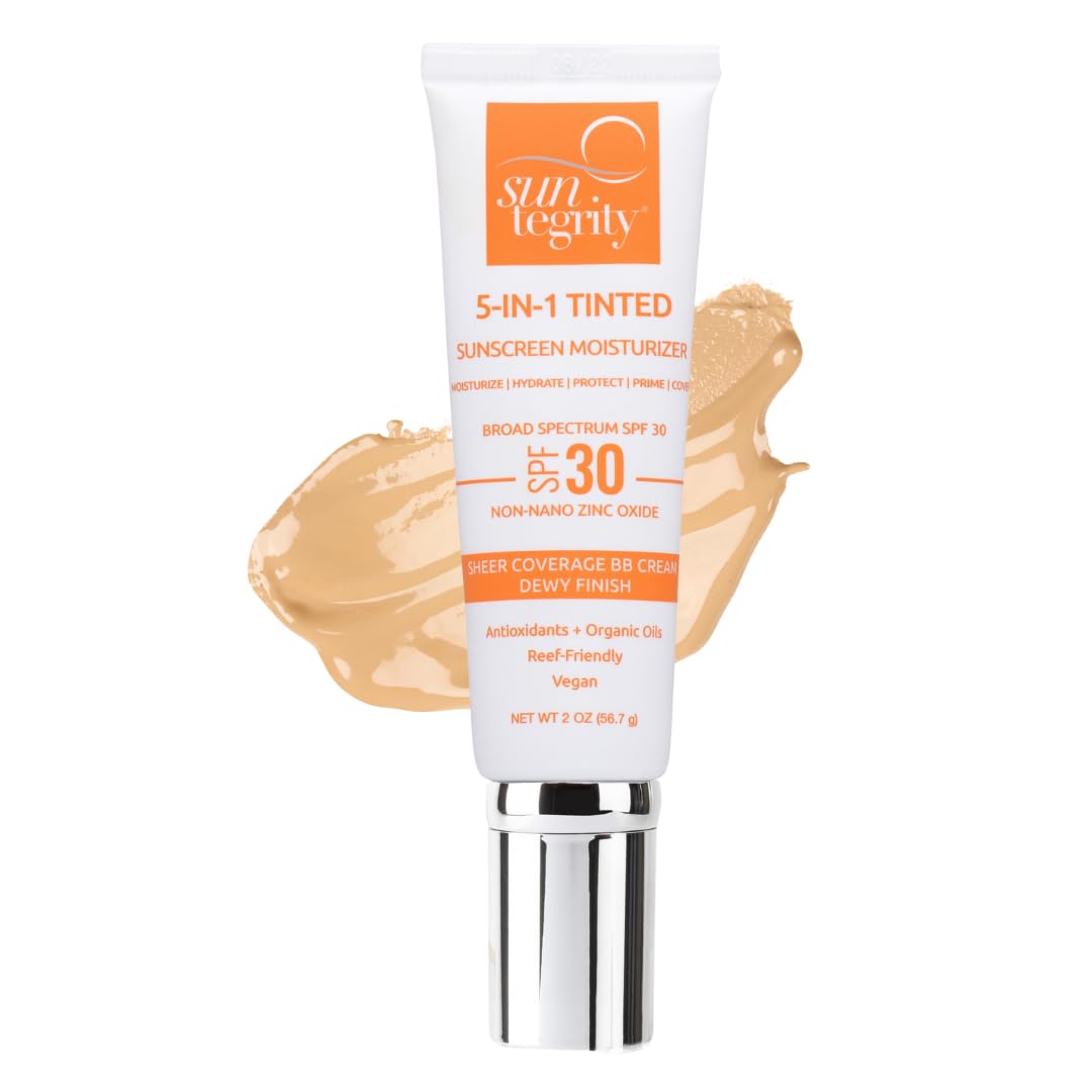 Suntegrity Tinted 5 In 1 Mineral Sunscreen Spf 30 - Golden Light, 2 Oz - Bb Cream For Sensitive