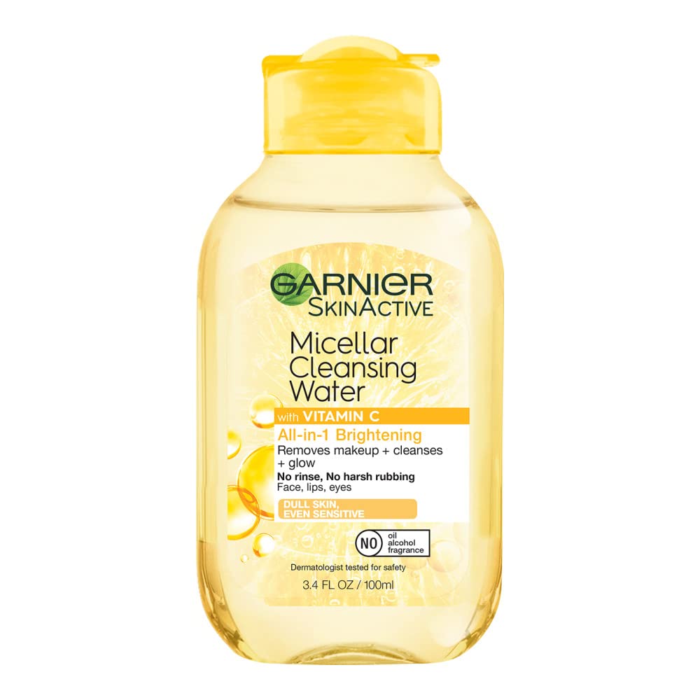 Garnier Skinactive Micellar Cleansing Water With Vitamin C, 3.4 Fl Oz, Makeup Remover