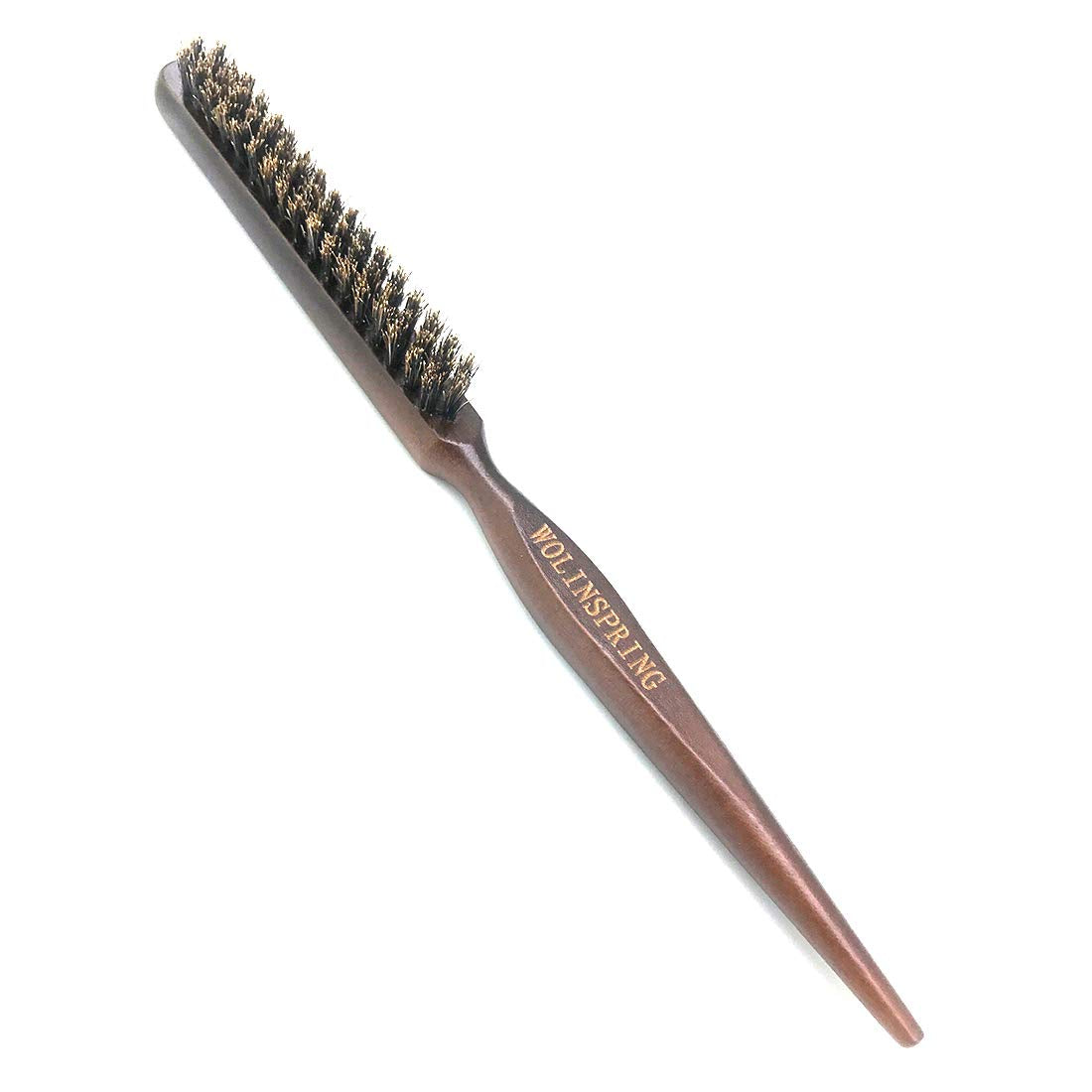 WOLINSPRING Boar Bristle Teasing Brush with Rat Tail Handle for Volume & Edge Control, GT-3B