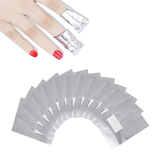 INHDBOX 500Pcs Nail Polish Remover Foil Wraps with Cotton Pads - Soak Off Gel Remover