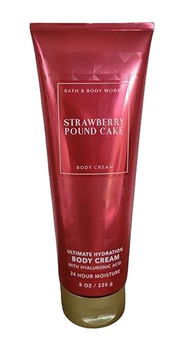 Bath & Body Works Strawberry Pound Cake Body Cream 8Oz With Hyaluronic Acid, 24 Hour Hydration