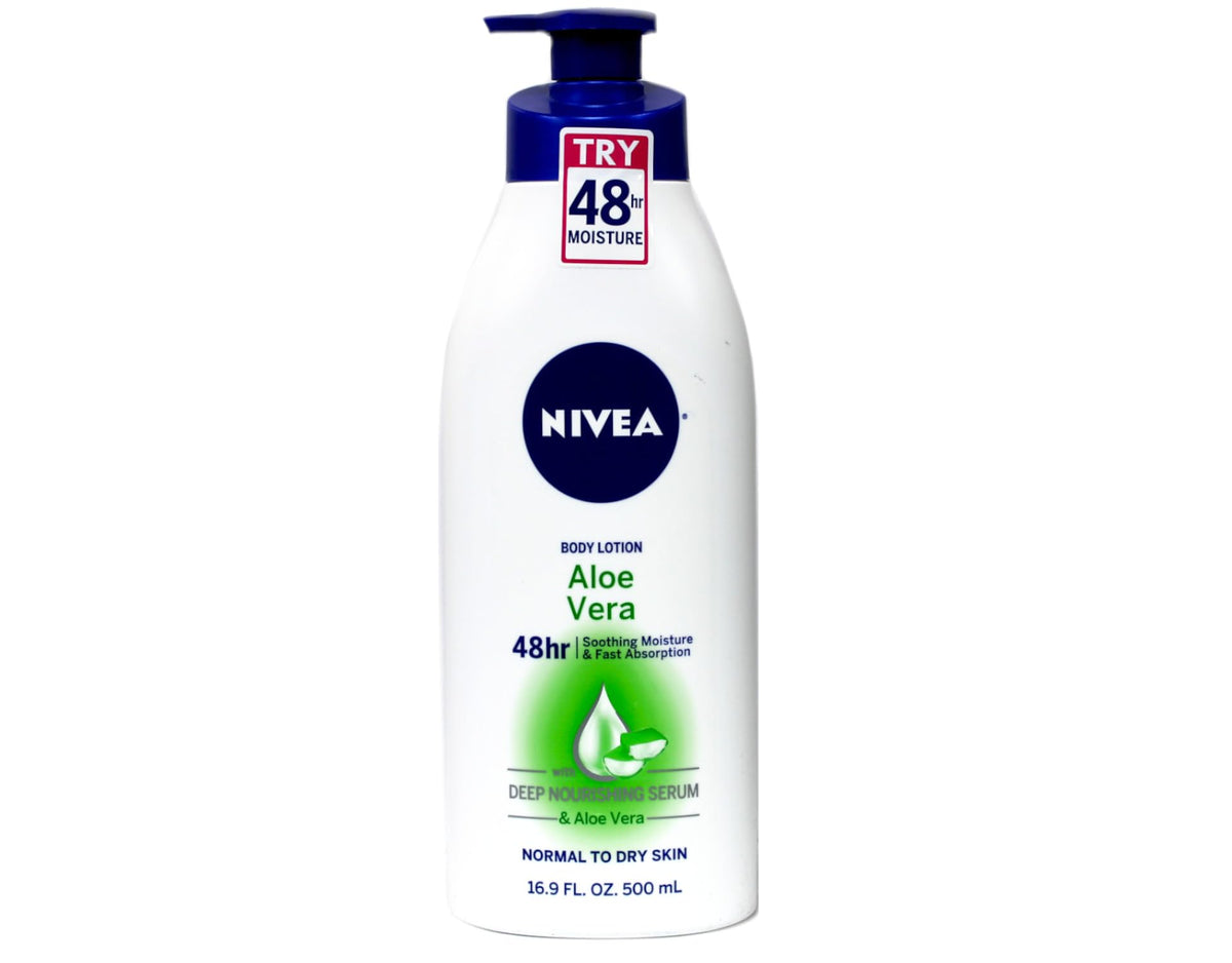 Nivea Aloe Vera Lotion, 48 Hour Moisturizer, 16.9 Fl Oz Pump For Dry Skin Relief