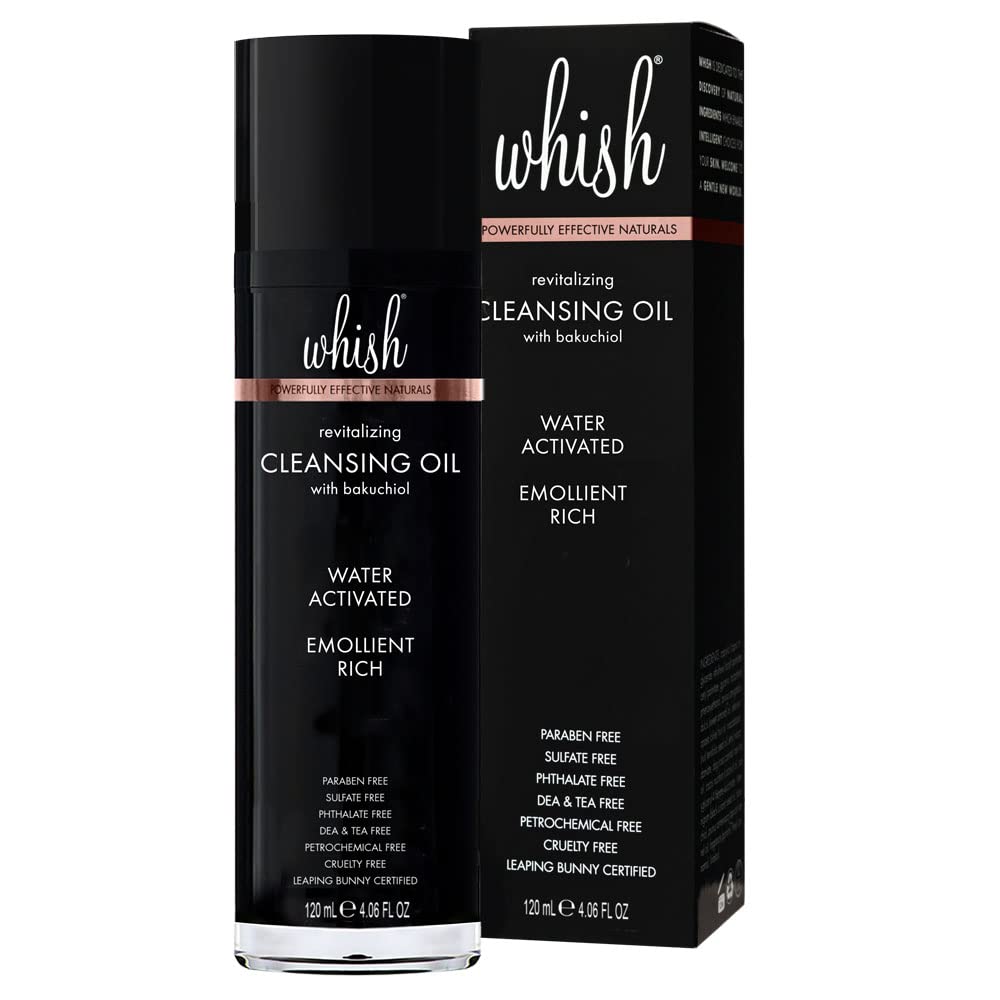 Whish Revitalizing Cleansing Oil - Soap Free Makeup Remover With Bakuchiol - 4 Fl Oz