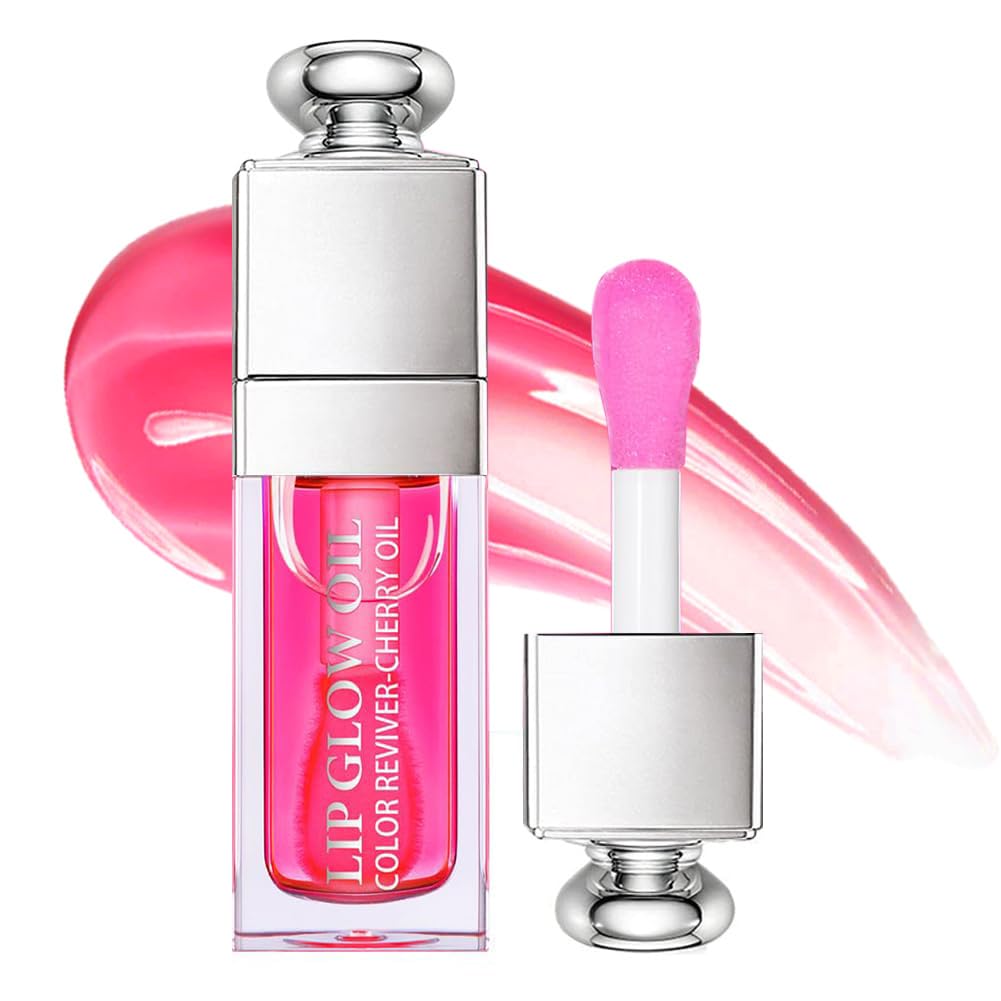 GECOMO Moisturizing Lip Oil - Raspberry Flavor, Hydrating Lip Gloss & Balm, 0.2 Fl Oz