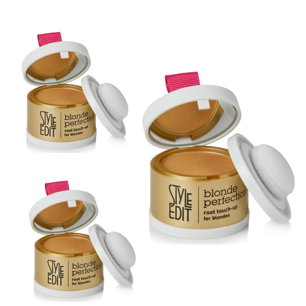 Style Edit Dark Blonde Root Touch Up Powder, 3 Pack - Water Resistant, Non-Sticky, Mess-Free