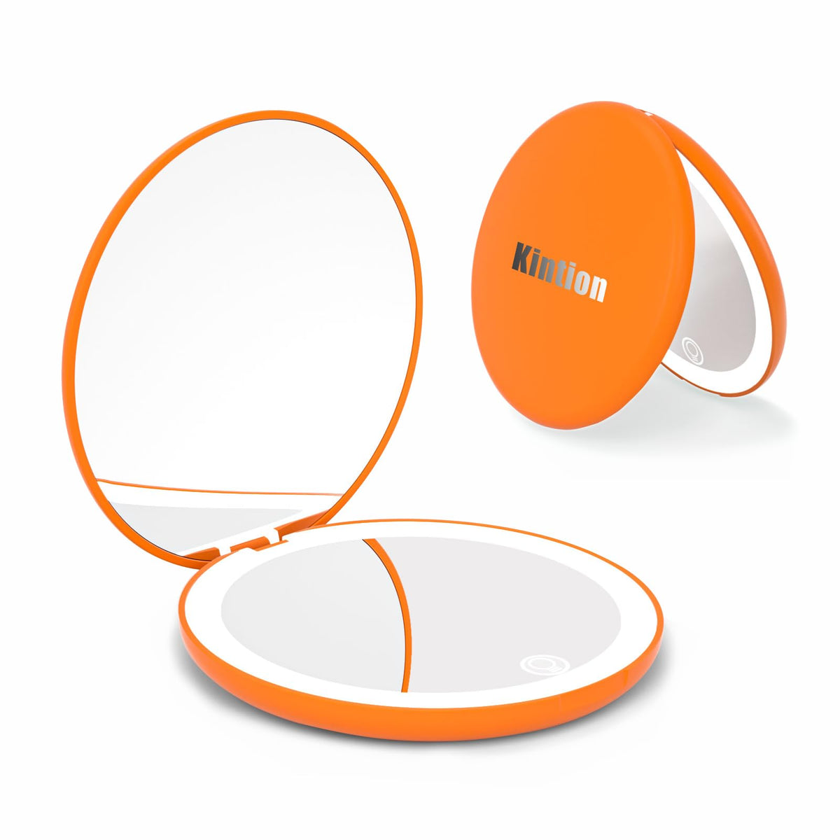 Kintion 4&quot; Travel Mirror With Light, 1X/10X Magnification, Dimmable Led, Orange