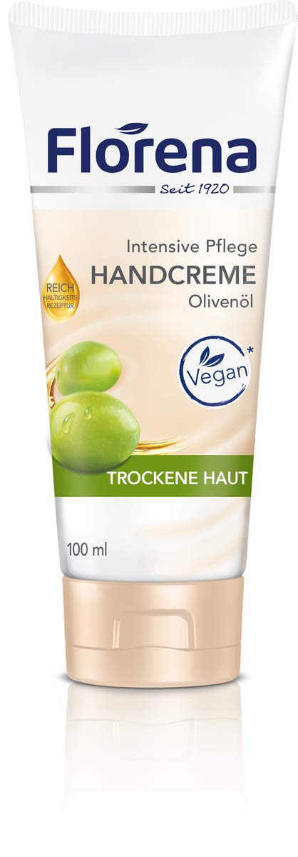 Florena Vegan Hand Cream With Olive Oil - 100 Ml (3.38 Fl Oz) Moisturizer For Dry Skin