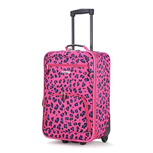 Rockland 2-Piece Softside Luggage Set - Magenta Leopard, Stylish & Durable Travel Gear