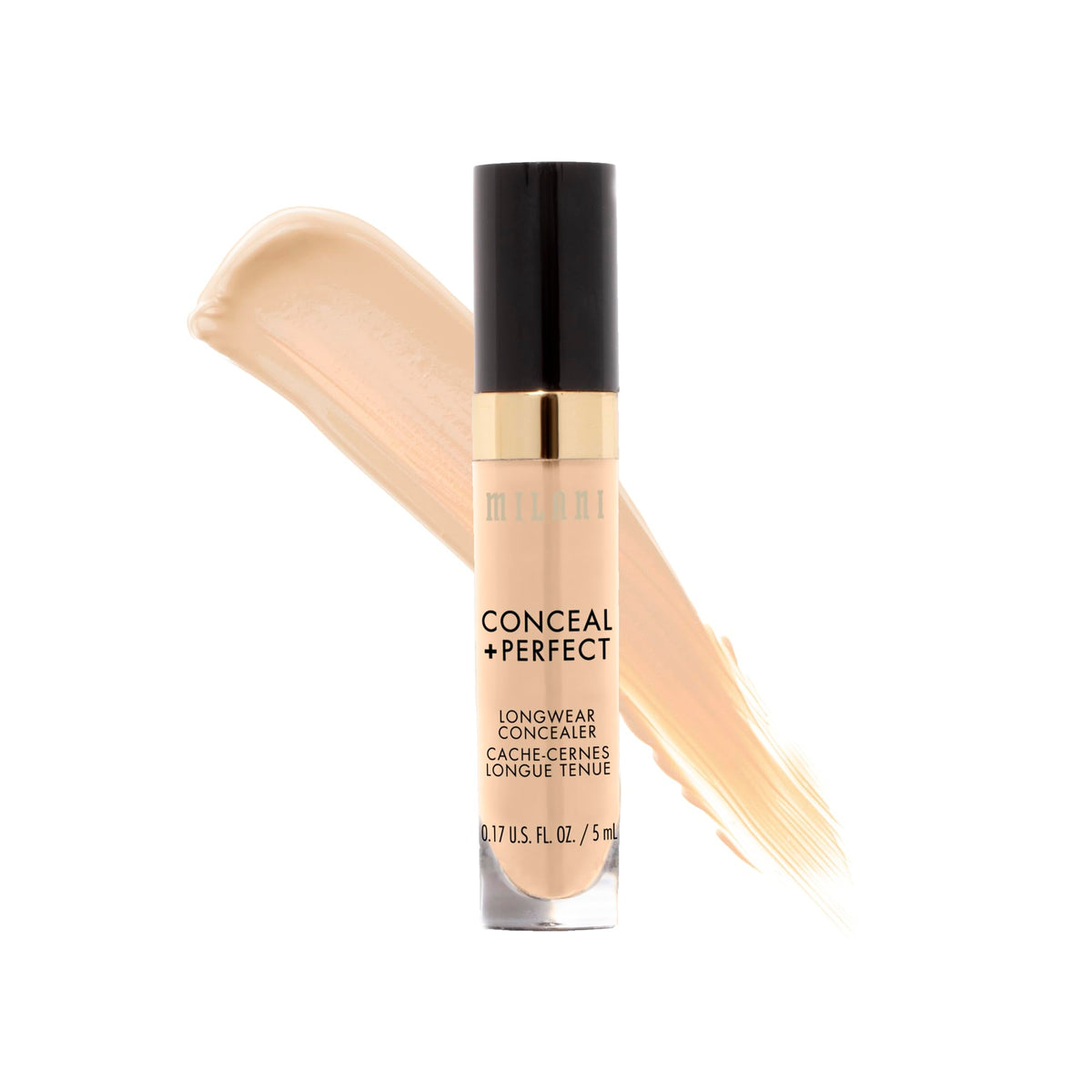 Milani Conceal + Perfect Longwear Concealer - Light Vanilla, Vegan, 0.17 Fl Oz, Long-Lasting