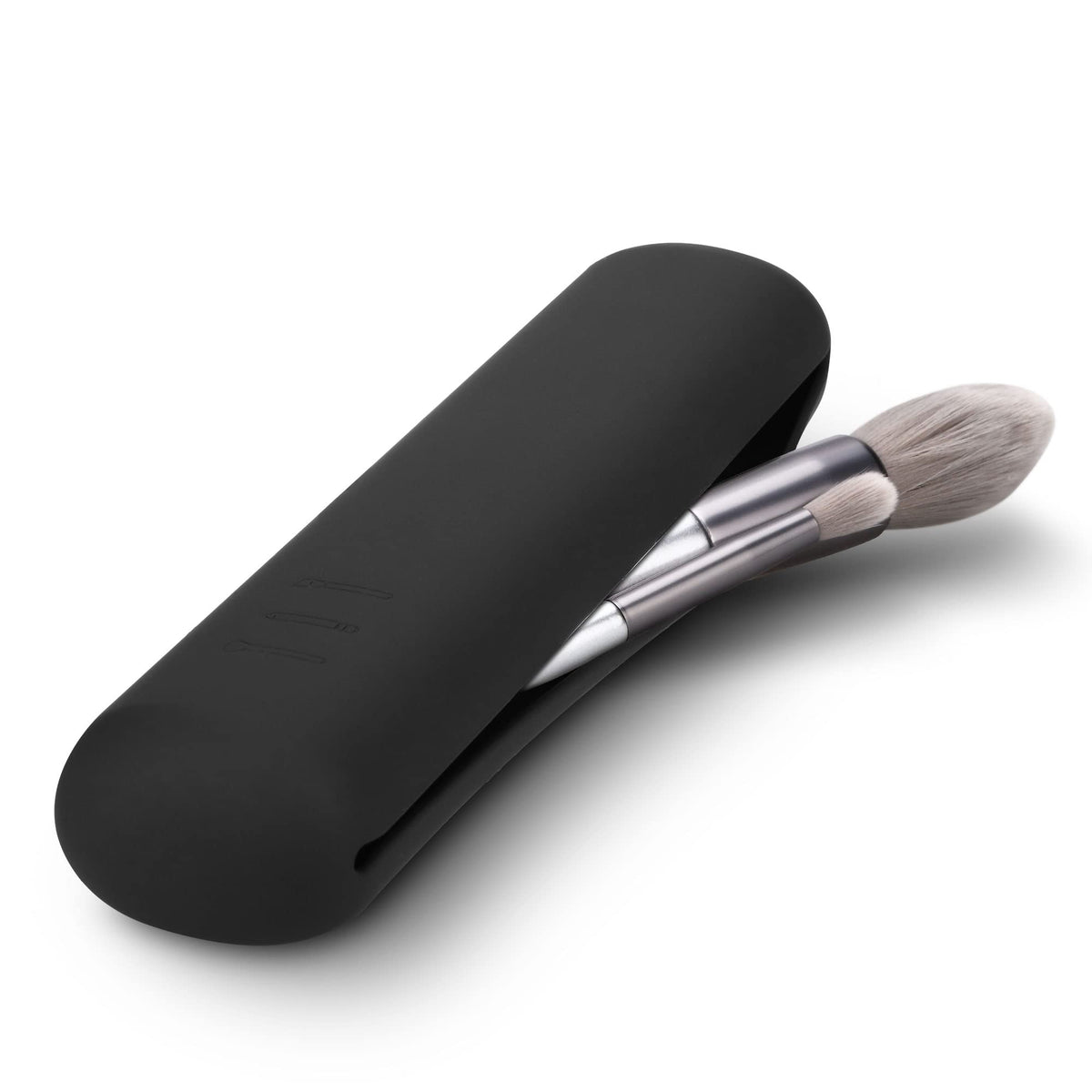 FERYES Small Black Travel Makeup Brush Holder - Durable Polyurethane Design